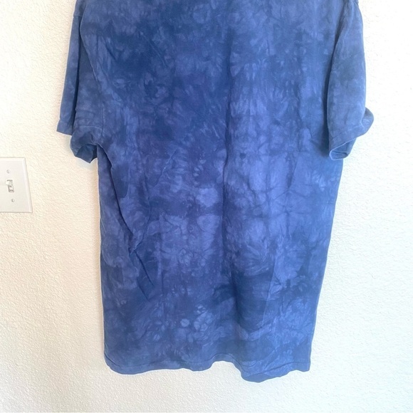The Mountain Adult Large Tie Dye Blue Wolf Graphic Oversized Tee Shirt - Picture 5 of 8